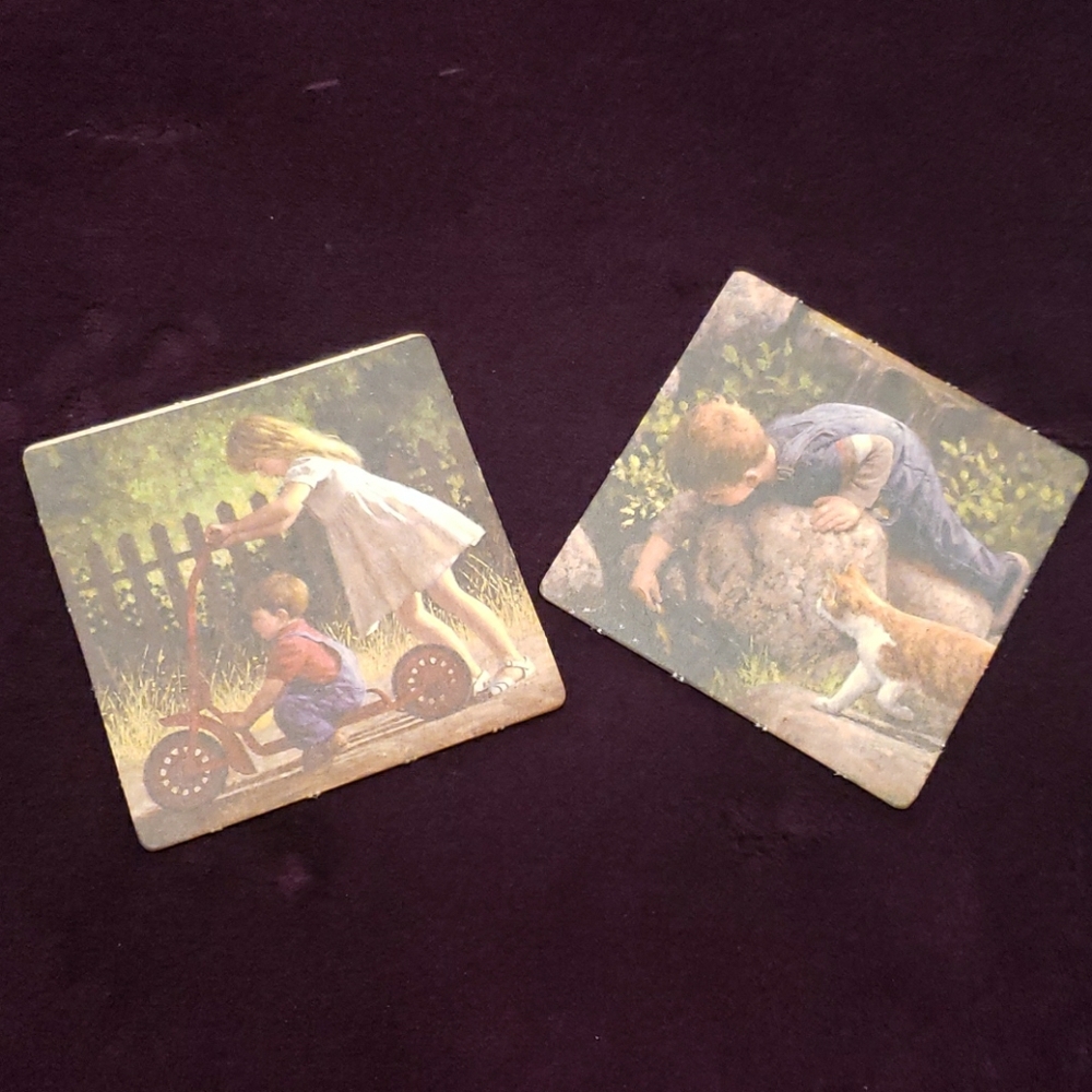 🔴 🆓️ FREE* Vintage Rustic Decorative Coffee Table Drink Coasters 2-Count Set